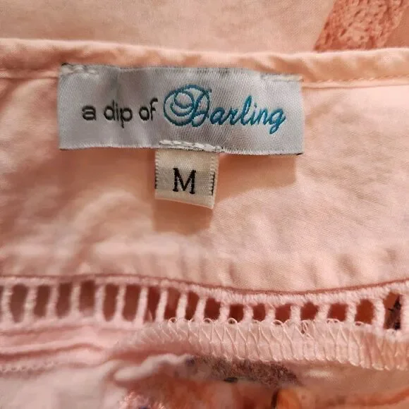 A dip of Darling Women's Dress Floral Embroidered Pink Medium Delicate Feminine - Picture 11 of 13